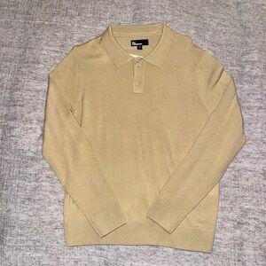 NWT The Commons Merino Wool Polo Sweater Tan Beige Medium
